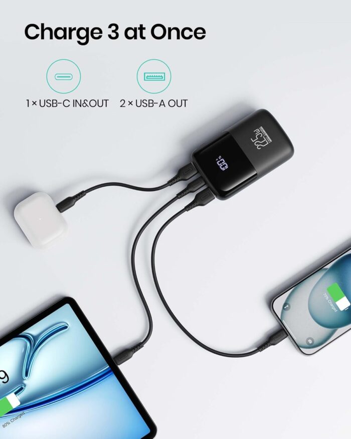 INIU Power Bank, Smallest 22.5W 10000mAh Portable Charger, USB C in&Out Fast Charging 3-Output Mini Battery Pack Charger with Phone Holder for iPhone 17 16 15 14 Samsung S24 S23 AirPods iPad etc - Image 6