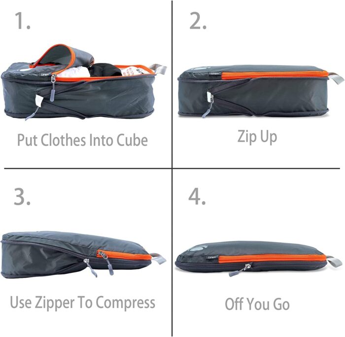 Cipway Compression Packing Cubes, 3 Set Compressible Packing Cubes Travel Organizer, Expandable Travel Essentials for Carry-On Luggage, Suitcase & Backpack (Grey) - Image 2