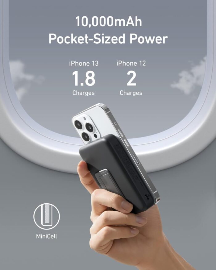 Anker 633 Magnetic Battery, 10,000mAh Foldable Wireless Portable Charger, 20W USB-C Power Delivery Power Bank with Stand, Magsafe-Compatible for iPhone 16/15/14/13/12 Series - Image 5