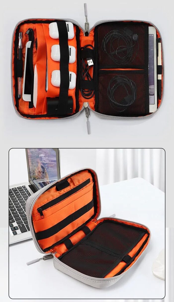 Electronics Travel Organizer with Waterproof Material - Lightweight Cable Organizer Bag for Chargers, Accessories, Multi-Layer Storage Case for Daily & Outdoor Use (Black, SM16) - Image 2