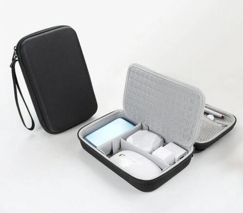 Hard Electronics Travel Organizer Case for MacBook Chargers & Storage Flash/Hard Drives - Waterproof Shockproof 2-Layer Design Holds Power Bank Mouse, Cables (Black, L)