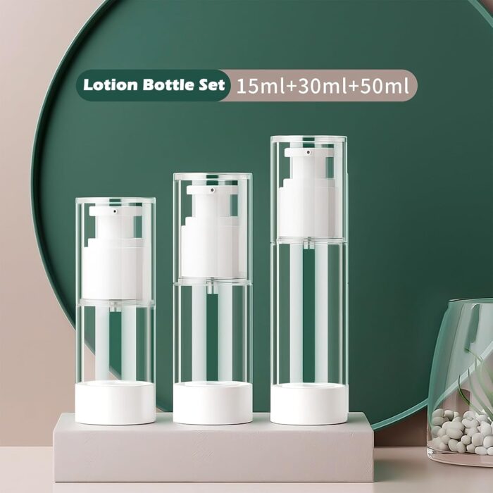 Travel Bottle - Travel Bottles for Toiletries, Airless Pump Bottle, Travel Pump Bottle for Foundation Liquid, Isolation Cream, Hair Spray - 5 Pcs, 15/30/50ml - Image 2