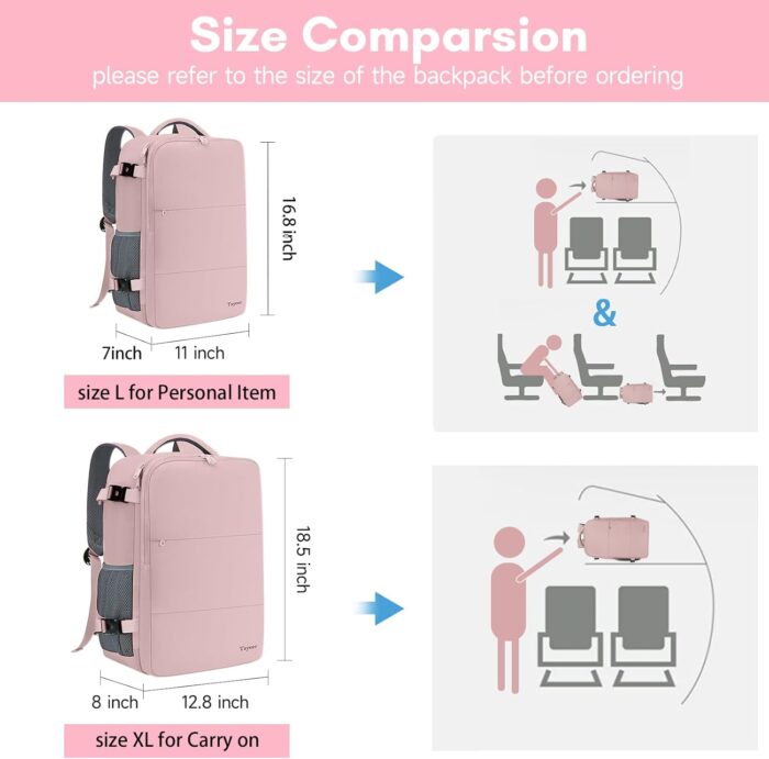 Travel Backpack for Women, Carry On Backpack with USB Charging Port & Shoe Pouch, TSA 15.6inch Laptop Backpack Flight Approved, College Nurse Bag Casual Daypack for Weekender Business Hiking, Pink - Image 6
