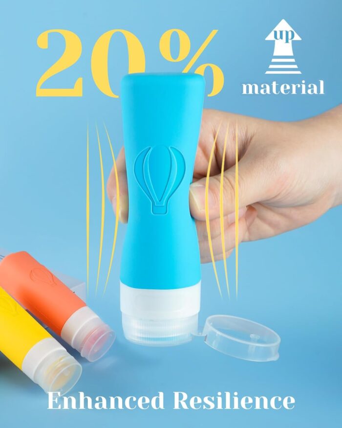 Advanced Triple-Seal Leakproof Thick Travel Bottles for Toiletries - Lesnorry Travel Containers for Toiletries with Waterproof Zipper, Travel Essentials Kit - Includes 5x90ml Bottles, 2 Sets of Labels - Image 3