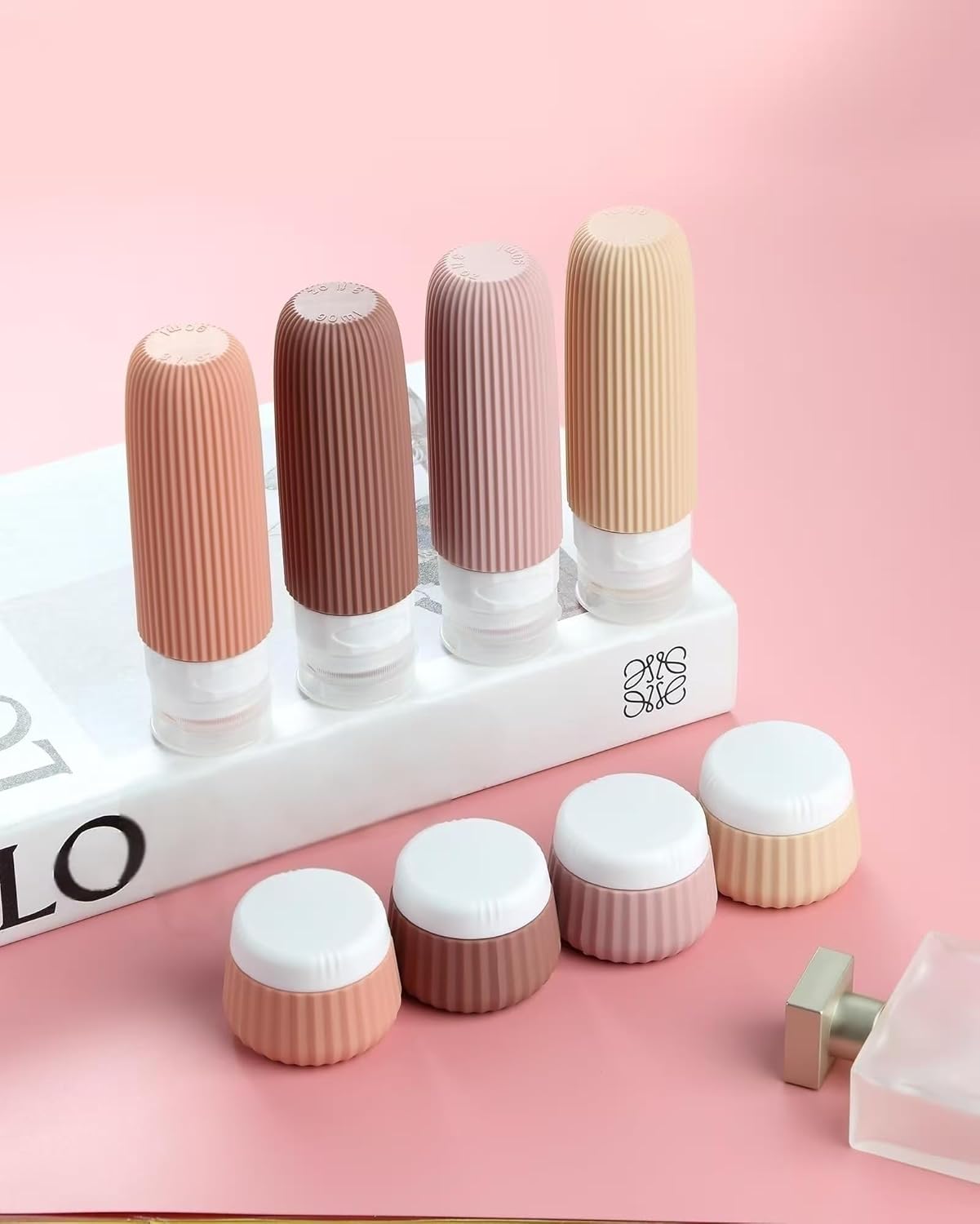 Mrsdry Travel Bottles for Toiletries 8 Pack, Tsa Approved Travel Size Toiletries Containers with Clear Bag, Leak Proof Silicone Squeezable Traveler Essentials Creams Jars - Image 4