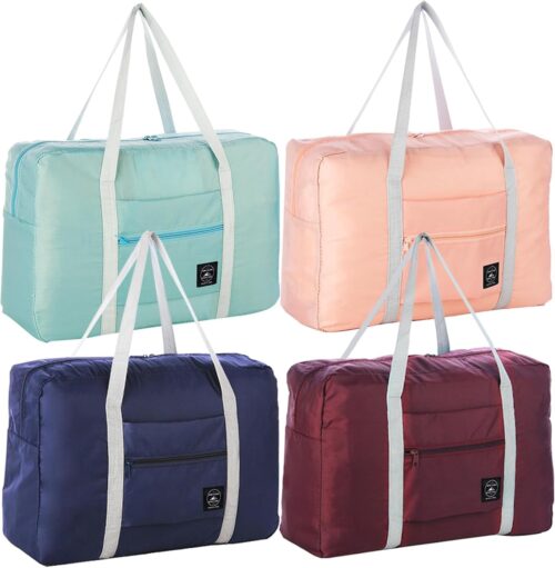 4PCS Foldable Travel Bag Luggage Storage for Sports Gym Water Resistant Nylon Canvas Duffel for Men, Women 32 Liter （4PCS）