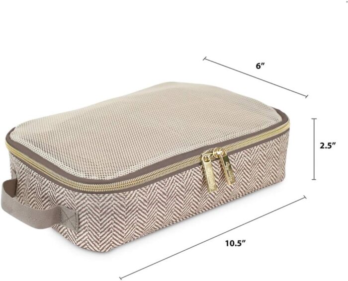 Itzy Ritzy Packing Cubes For Travel – Set of 3 Packing Cubes or Travel Organizers; Each Travel Cube Features a Mesh Top, Double Zippers and a Fabric Handle (Taupe) - Image 2