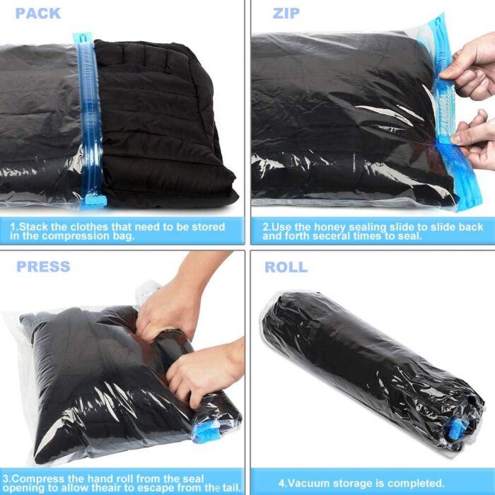 ALMING Compression Bags - Travel Accessories - 10 Pack Space Saver Bags - No Vacuum or Pump Needed - Vacuum Storage Bags for Travel Essentials - Home Packing-Organizers (Blue) - Image 2