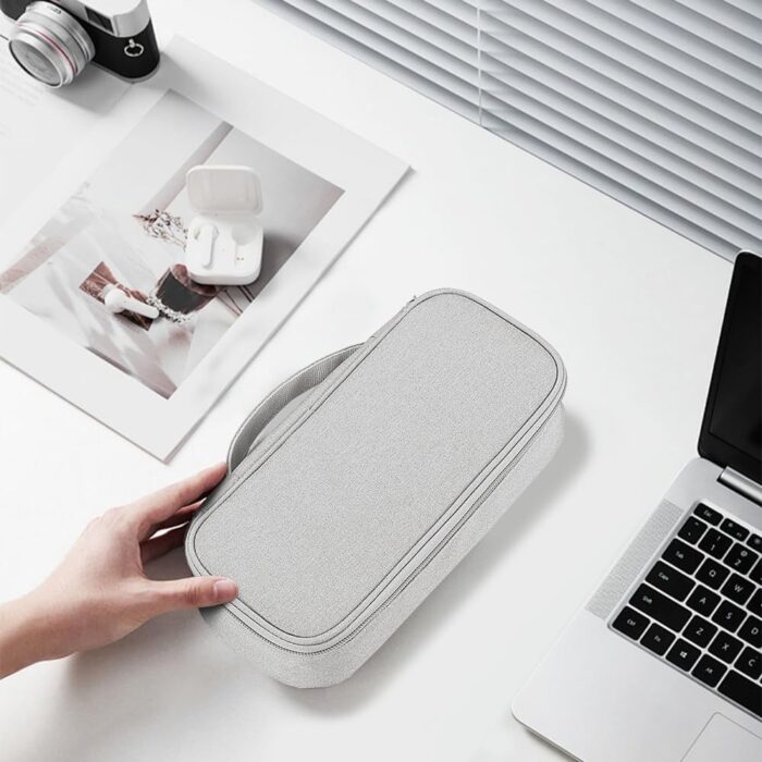 Teskyer Cable Organizer Bag, Portable Travel Accessories Electronics Organizer Pouch, Waterproof Electronics Accessories Storage Bag for Cables, Chargers, Earphones, Hard Drives - Grey - Image 8