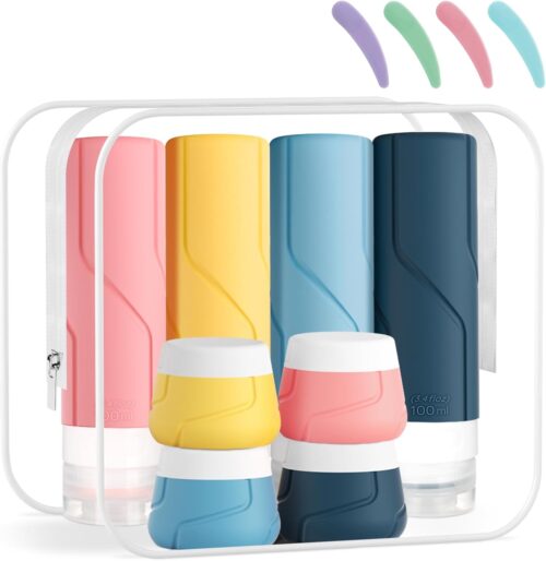Ceecysaa 14 Pack Travel Bottles for Toiletries, TSA Approved Travel Size Toiletries Containers, Silicone Cosmetic Containers Leakproof BPA-Free Refillable Travel Accessories for Shampoo & Lotion