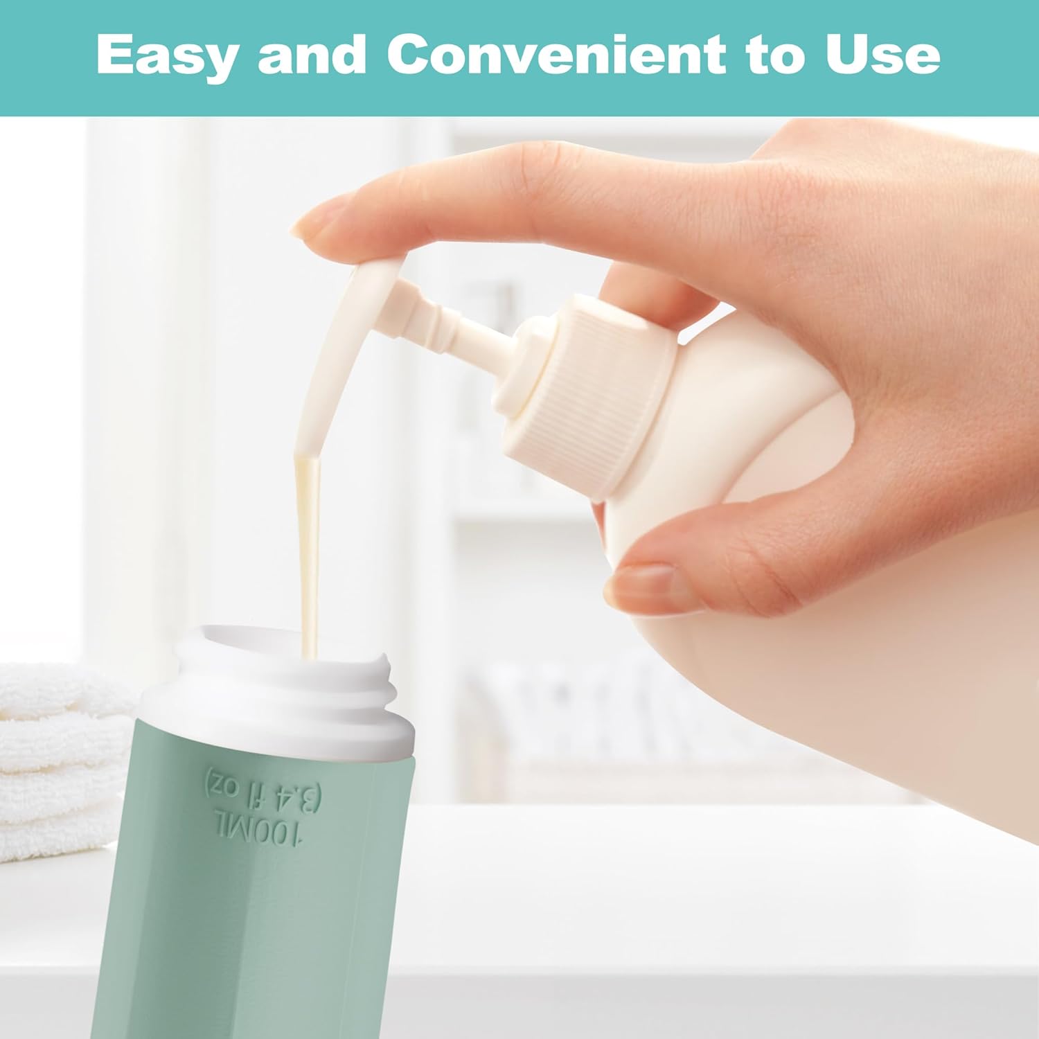 Opret 100ml Travel Bottles for Toiletries, 4 Pack 3.4oz Leak Proof Refillable Squeezable Travel Containers TSA Approved BPA Free Travel Size Bottles for Shampoos, Conditioner and Lotion - Image 5