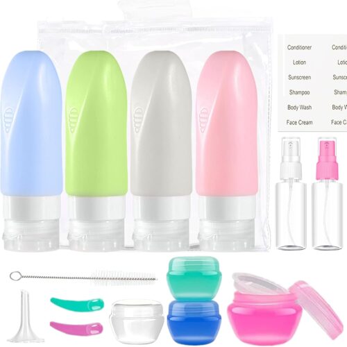 Silicone Travel Bottles Set for Toiletries - 16 Pack TSA Approved 85ML Leakproof Squeezable Refillable Travel Accessories Size Toiletries Shampoo Bottles for Shampoo and Lotion Soap