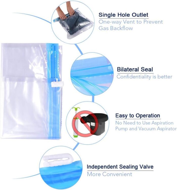 ALMING Compression Bags - Travel Accessories - 10 Pack Space Saver Bags - No Vacuum or Pump Needed - Vacuum Storage Bags for Travel Essentials - Home Packing-Organizers (Blue) - Image 5