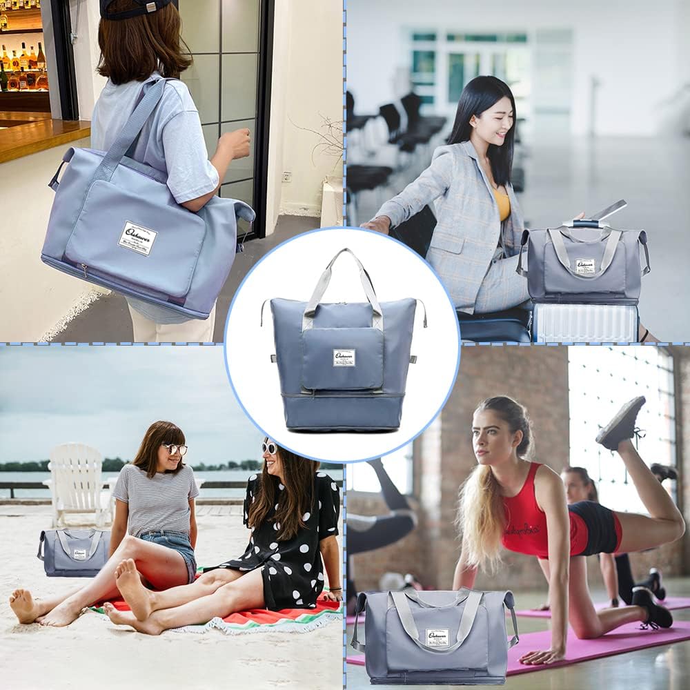 Orshawer Large Capacity Folding Travel Bag, Portable Expandable Carry on Bag, Dry and Wet Separation Sports Duffel Bags - Image 6