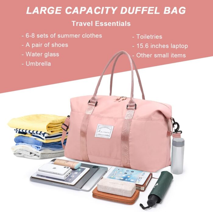 Sports Travel Duffle Bag,Weekender Bag Overnight Bag for Women,Waterproof Sport Gym Bag,Hospital Bag with Shoulder Strap - Image 3