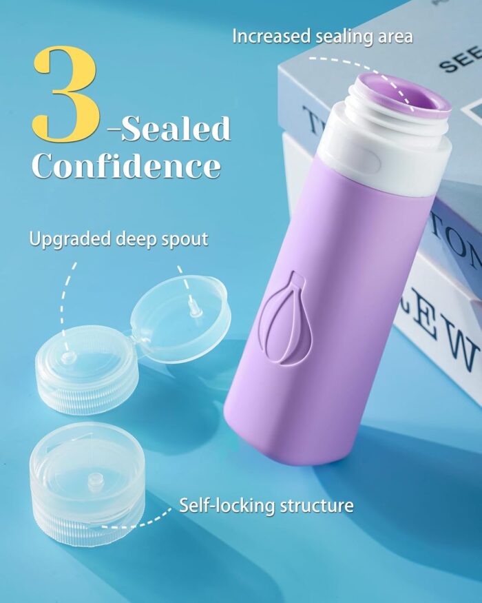 Advanced Triple-Seal Leakproof Thick Travel Bottles for Toiletries - Lesnorry Travel Containers for Toiletries with Waterproof Zipper, Travel Essentials Kit - Includes 5x90ml Bottles, 2 Sets of Labels - Image 2