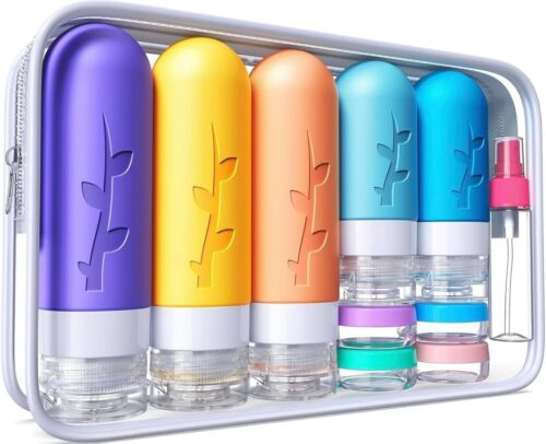 19 Pack Travel Bottles for Toiletries, Silicone TSA Approved Squeeze Bottles, Leak Proof Refillable Essentials for Shampoo Conditioner Lotion Toiletry Bottles