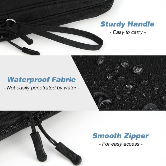 Electronics Travel Organizer 2 Pcs Tech Pouch with Double Layer Design Cable Organizer Bag Travel Essentials Waterproof Portable Storage Bag for Cable, Cord, Charger, Phone, Earphone,Black - Image 5