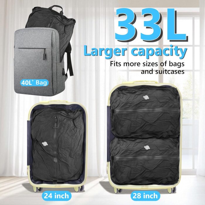 33L Professional Vacuum Bags for Travel with Wireless Vacuum Pump, Dobaly IP67 Reusable Vacuum Compression Bags for Suitcases and Backpack Space Saver Vacuum Bags Lightweight&Durable (1PC+Pump) - Image 5