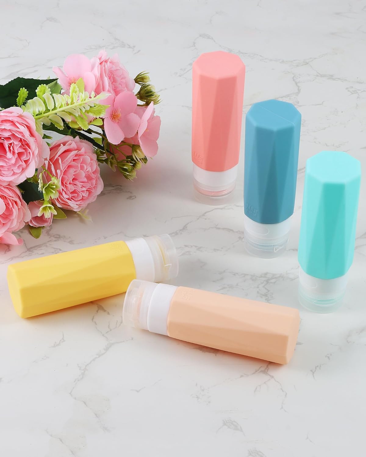 Weseewd 100ml Travel Bottles for Toiletries, 5 Pack TSA Approved Silicone Travel Size Toiletries Bottles, Refillable Leak Proof Travel Accessories Essentials for Cometic Shampoo Conditioner Lotion - Image 6