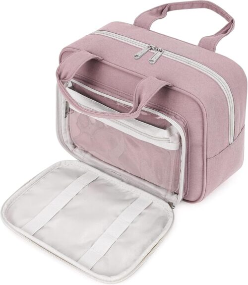 Narwey Full Size Toiletry Bag Women Travel Toiletries Bag Make Up Bag Large Cosmetic Makeup Organizer Bag for Travel Accessories Essentials (Dusty Rose)