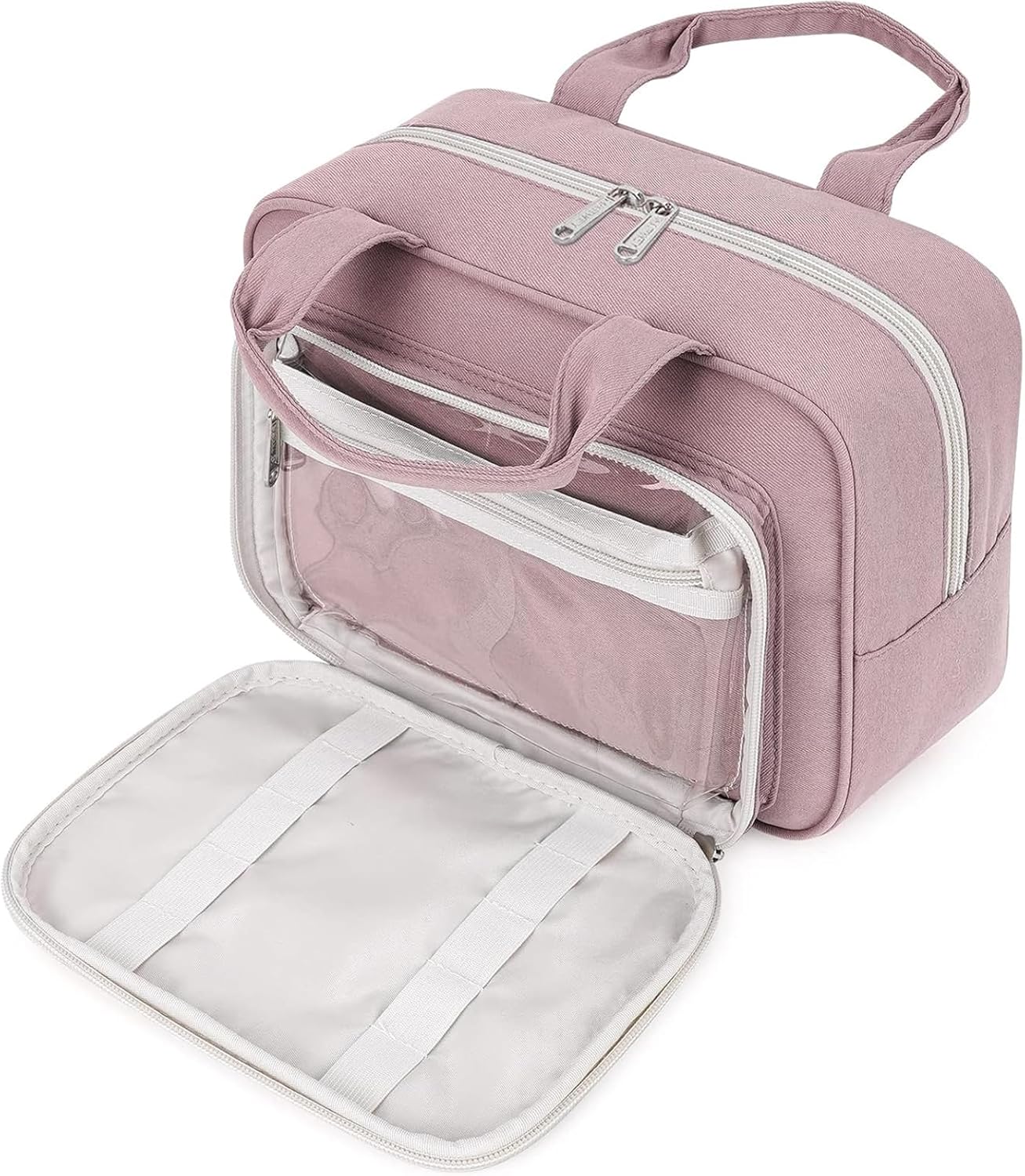 Narwey Full Size Toiletry Bag Women Travel Toiletries Bag Make Up Bag Large Cosmetic Makeup Organizer Bag for Travel Accessories Essentials (Dusty Rose)