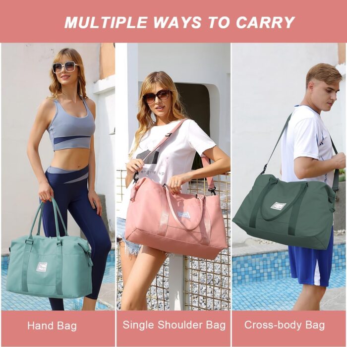 Sports Travel Duffle Bag,Weekender Bag Overnight Bag for Women,Waterproof Sport Gym Bag,Hospital Bag with Shoulder Strap - Image 5