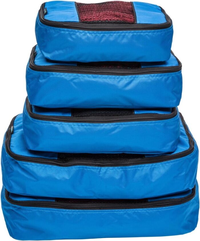 TravelWise Luggage, Blue, 1 Small, 2 Medium, 2 Large, Luggage Packing Organization Cubes 5 Pack - Image 2