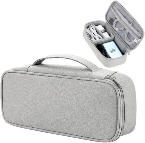 Teskyer Cable Organizer Bag, Portable Travel Accessories Electronics Organizer Pouch, Waterproof Electronics Accessories Storage Bag for Cables, Chargers, Earphones, Hard Drives - Grey