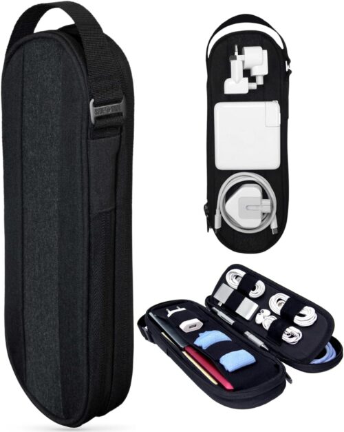 Electronics Organizer Travel Case for Cables, Charger, Power Bank – Tech Bag for MacBook Accessories, Adapter – Slim Cord Organizer Bag with Gift Box for Travel & Daily Use(Dark Gray)
