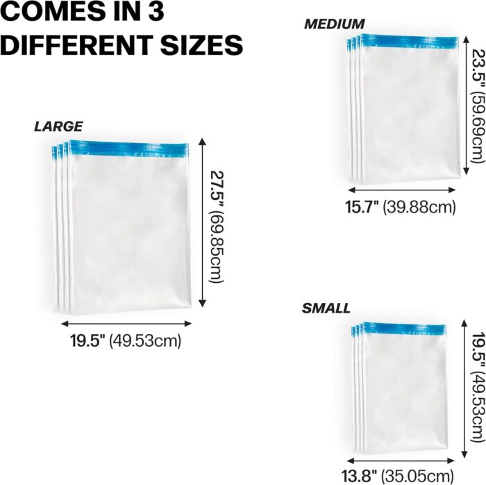 20-Pack Travel Compression Bags by Foursquared | Roll-Up Space Saver Vacuum Bags for Clothes, Luggage, and Storage - No Vacuum or Pump Needed (8 Large, 8 Medium, 4 Small) - Image 2