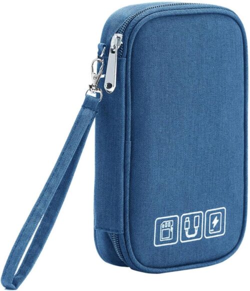 Cable Organizer Bag, Portable Electronic Organizer All-in-One Charger Organizer Pouch Waterproof Travel Cord Organizer Case for Cable Charger Earphone Power Banks Storage - Dark Blue