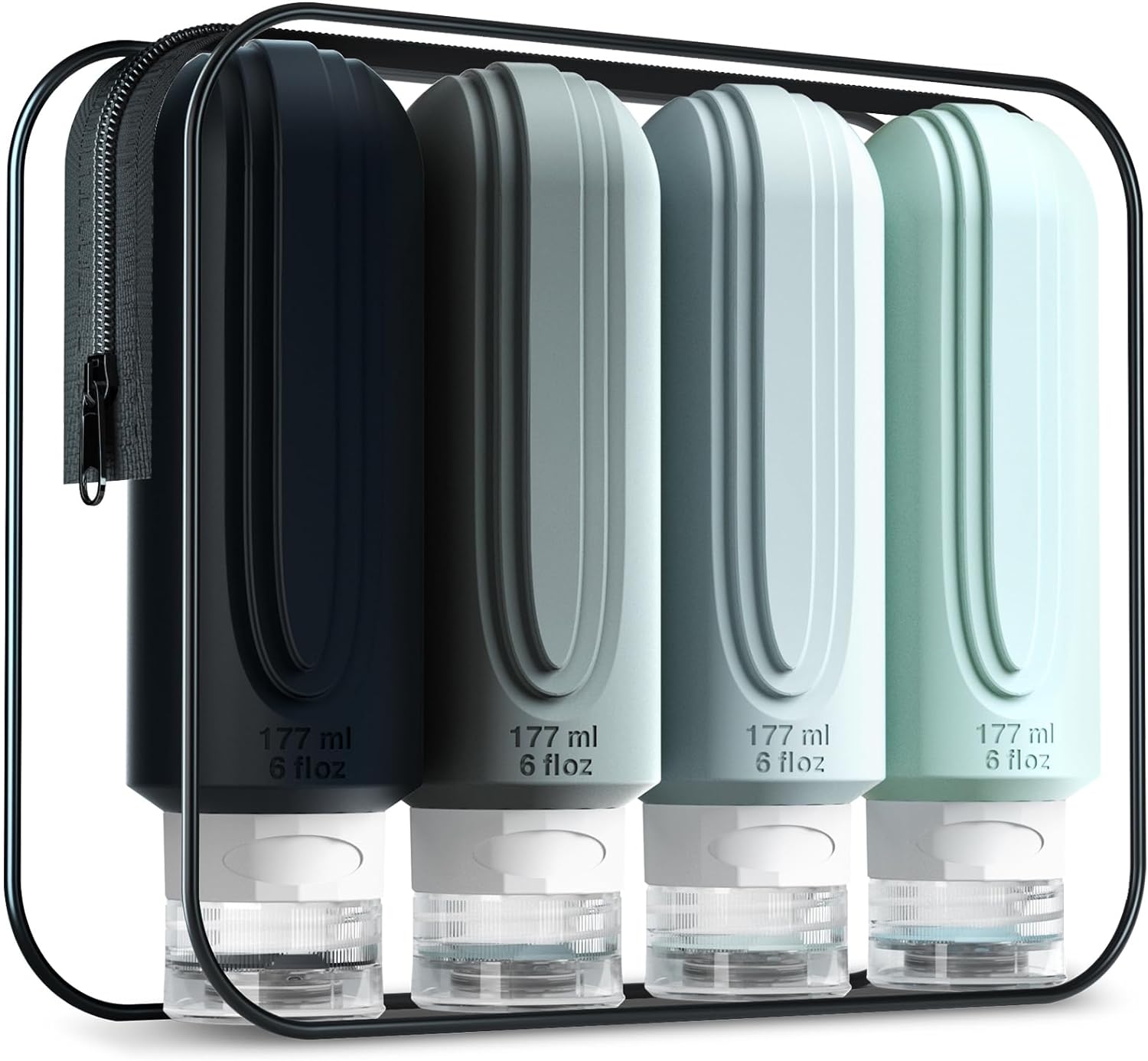 Mrsdry Travel Bottles for Toiletries, Large 177ml Travel Size Containers, BPA Free Leak Proof Squeezable Silicone Tubes for Shampoo Conditioner Lotion Soap with Clear Bag and Labels