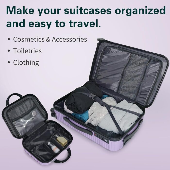 Carry On Luggage Set 2 Piece PC+ABS Hardside Suitcases with Spinner Wheels and TSA Lock for Travelling - Image 5