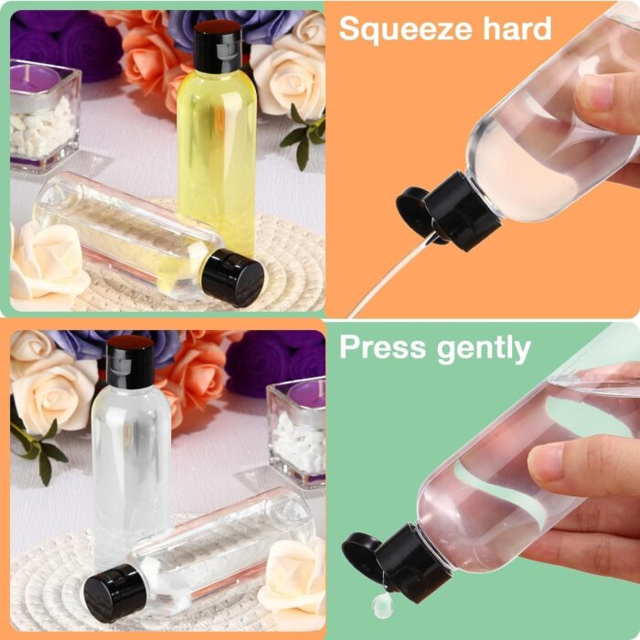 6 Pack 3.4oz Empty Plastic Travel Bottles, Clear Travel Bottles Set for Toiletries Leak Proof Squeezable Travel Size Containers Travel Essentials Accessories Squeeze Bottles (Black 100ml) - Image 4