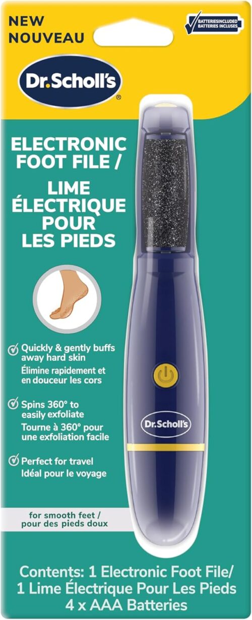 Dr. Scholl's Callus Remover Electronic Foot File, Electric Hard Skin Removal for Feet, Effortless Soft Smooth Skin in Minutes, Perfect for Travel, For Women & Men, AAA Batteries Included
