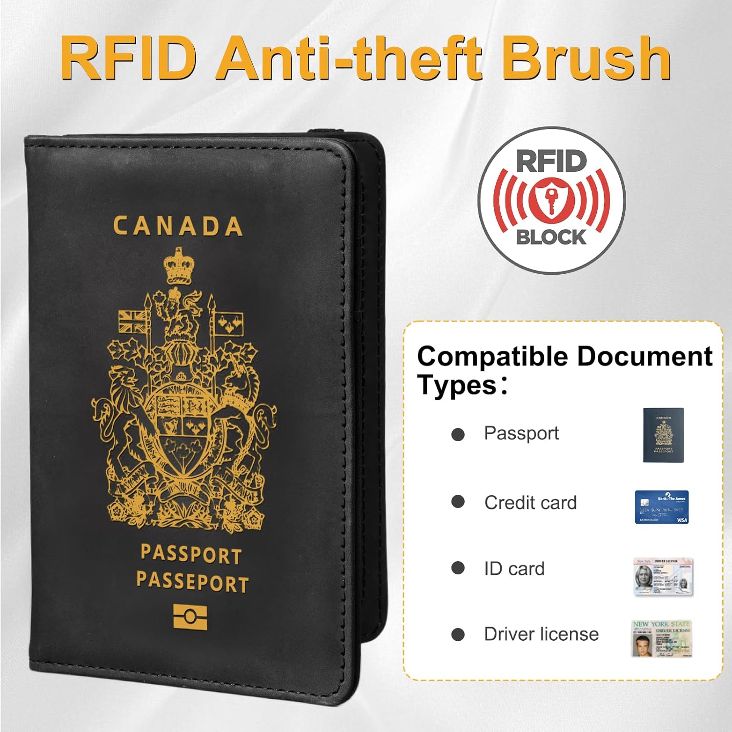 Passport Holder, RFID Blocking Passport Cover Wallet, PU Leather Passport Travel Organizer Case for Women and Men - Image 4