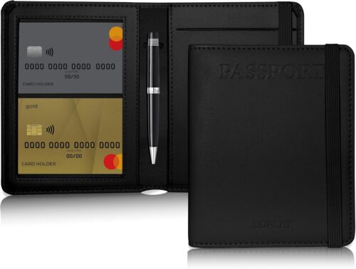 BOACAY Passport Holder and Card Case - Travel Wallet for Women & Men - PU Leather Canadian Passport Cover with Multiple Slots for Travel Essentials