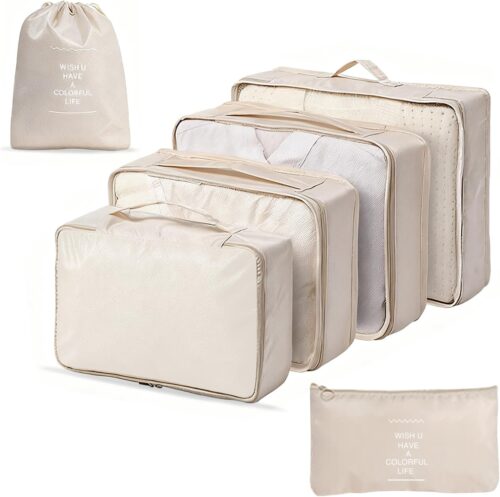 Oslynia 6 Pcs Packing Cubes, Waterproof Compression Packing Cubes, Quality Suitcase Organizer Bags, Travel Organizer Cube for Business Trip, Traveling Essentials Accessories for Women Men
