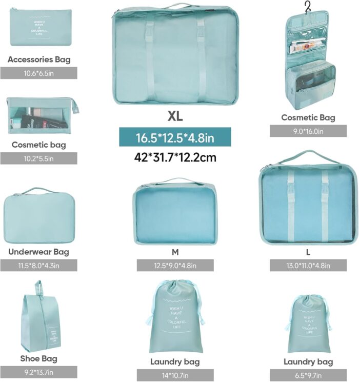 Packing Cubes for Suitcases 10 Set,Travel Organizers Bags Luggage Storage For Carry-on Suitcase - Image 2