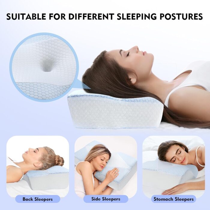 Mkicesky Orthopedic Memory Foam Pillow for Neck Shoulder Pain Relief - Ergonomic Neck Support Sleeping Pillow for Side, Back & Stomach Sleepers - Cervical Bed Pillow with Cooling Cover-Reading Pillow - Image 8