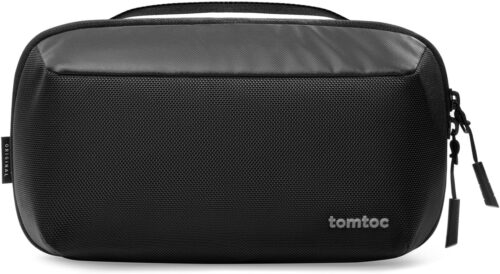 tomtoc Electronic Organizer Accessory Tech Pouch for MacBook Charger, Cables, Power Bank, Hard Drive, Travel Cords, Water-Resistant Storage Bag with Removable Card Slots for USB Adapter, Memory Card