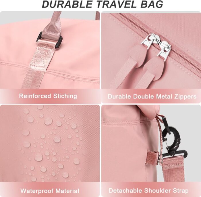 Sports Travel Duffle Bag,Weekender Bag Overnight Bag for Women,Waterproof Sport Gym Bag,Hospital Bag with Shoulder Strap - Image 8