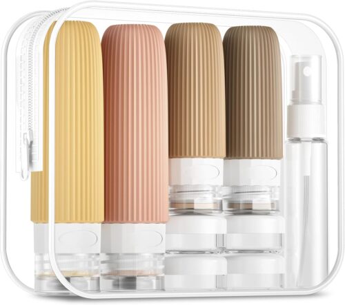 Mrsdry Travel Bottles for Toiletries, TSA Approved Travel Size Toiletries, Leakproof Refillable Containers for Toiletries, Silicone Travel Containers Set