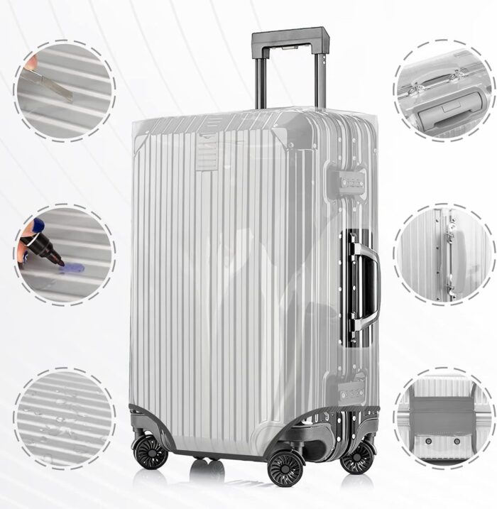 JZRTravel Luggage Covers Protector for 24 Inch Suitcase Thicken Clear PVC Case Protective Cover. (57 * 42 * 28 cm) - Image 3