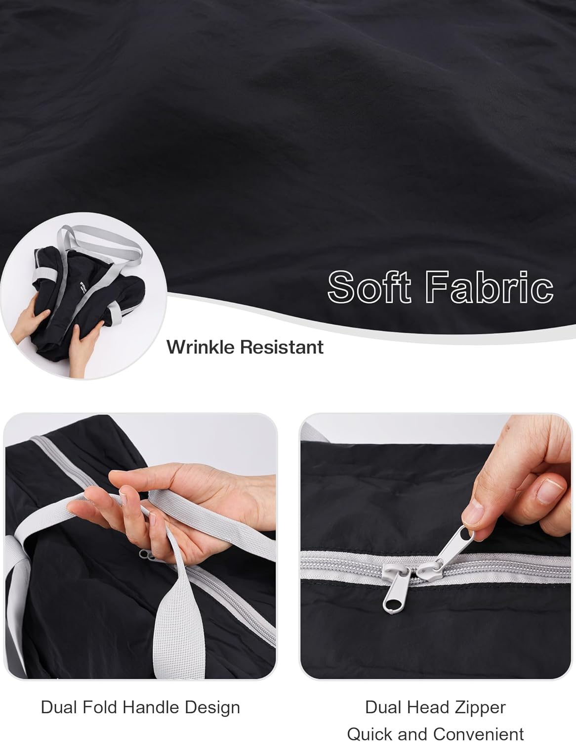 Foldable Duffel Bag 18x14x8 Inches,Personal Item Bag for Frontier & Spirit Airlines,Portable Travel Bag for School, Moving and Camping,Black - Image 4