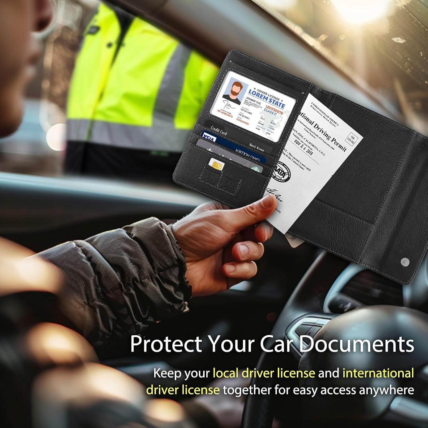 WALNEW Passport Holder for Travel, RFID Blocking Passport Book Wallet Cover Case, PU Leather Travel Essentials Accessories Document Holder, Black - Image 6