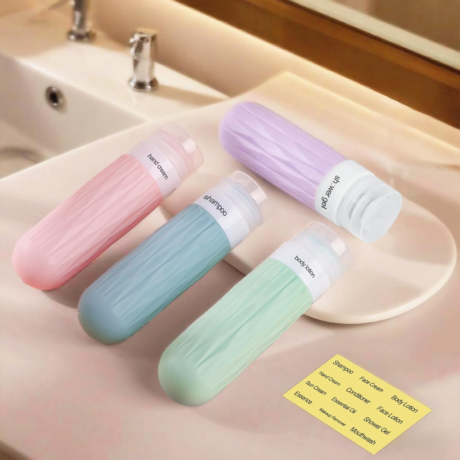 Travel Bottles for Toiletries, TSA Approved Travel Size Containers, Silicone Toiletries Bottles, BPA Free, Leakproof, Refillable Containers Kits for Shampoo, Lotion (Pink) - Image 2