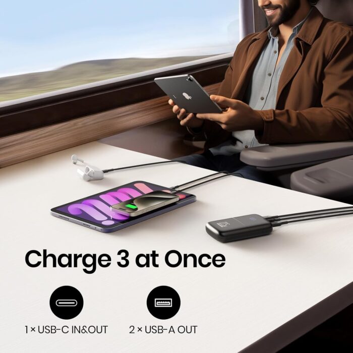 INIU Power Bank, Smallest 22.5W 10000mAh Portable Charger, USB C in&Out Fast Charging 3-Output Mini Battery Pack Charger with Phone Holder for iPhone 17 16 15 14 Samsung S24 S23 AirPods iPad etc - Image 11