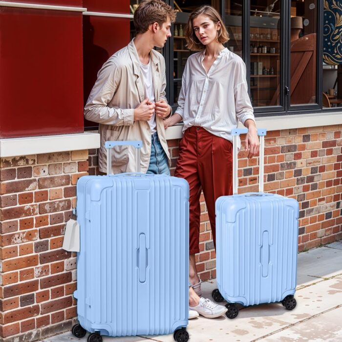 Carry on Luggage Krute PC+ABS Luggage Hardside Suitcase with TSA Lock Spinner Wheels Telescopic Handle 20 Inch (LightBlue) - Image 8